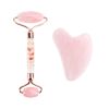 Color: Petal, Model: Opp-1pc, Style:  - Rose Quartz Roller Slimming Face Massager Lifting Tool Natural Jade