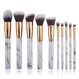 Color: White, style: Opp - 10 marble makeup brush sets, beauty tools, blush, eye shadow, face modification, 5 big 5 small explosions.