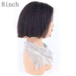 Size: 8inch - Kinky Straight Front Human Hair wigs