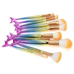 Style: 11, Quantity: 10 pcs - Mermaid Makeup Brushes