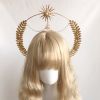 Color: 7color - Wheat Ear Cross Feather Church Pope Golden Hair Ornament