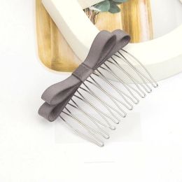 Color: Grey, style: Ten teeth big - Bow Hair Comb Hair Clip Headdress Hair Clip